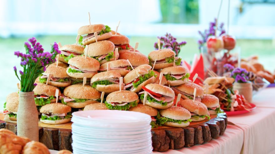 burgers on a platter for a wedding